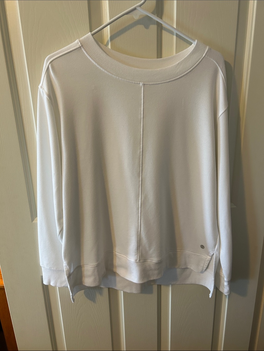 Apana White Crewneck Sweatshirt with Center Seam
